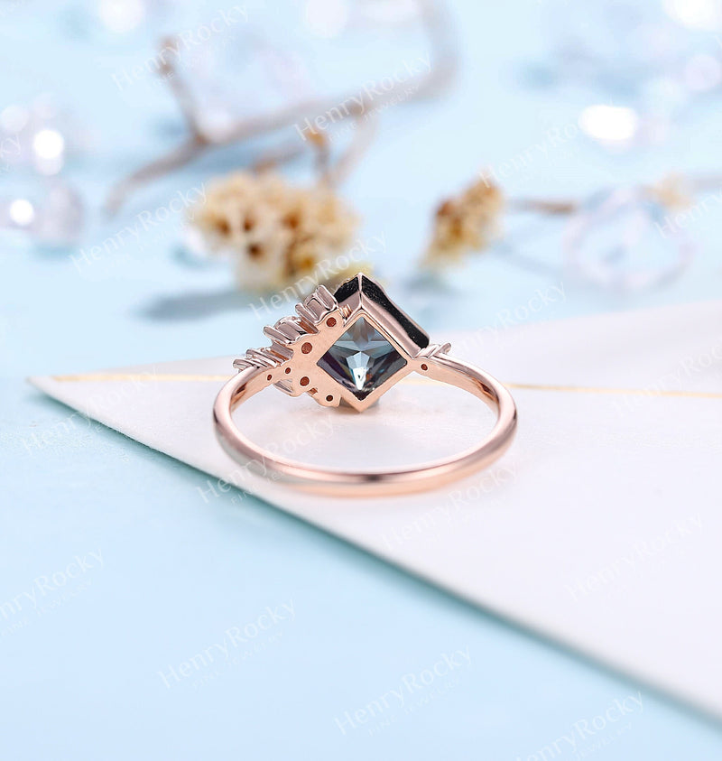 Art Deco 14K Rose Gold Three Stone 2.0 Ct Black Diamond Engagement Ring  R368-14KRGBD | Art Masters Jewelry